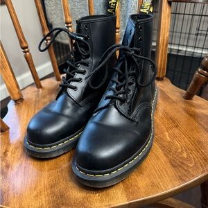 Dr. Martens Black Combat Boots with Yellow Stitching